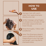 Instructions for using Neutriderm Hair Enhancer Shampoo: apply to damp hair, massage, leave for one minute, rinse, and follow with conditioner.
