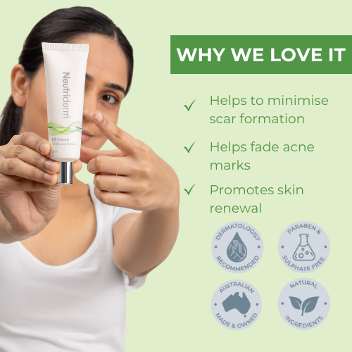 Benefits of Neutriderm KS Cream include scar formation minimization, acne mark fading, and promoting skin renewal.