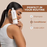 Neutriderm Hair Enhancer Conditioner as part of a hair care routine, following shampoo for complete conditioning.