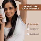 Neutriderm Hair Enhancer Shampoo placed in a haircare routine before conditioner and scalp lotion.