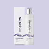 Neutriderm Brightening Body Lotion, 250ml, with packageing displayed, formulated for brightening and evening skin tone. 