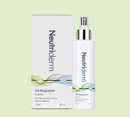 Neutriderm Oil Regulator Lotion, 120ml, with packageing displayed, designed for oily and acne-prone skin conditions. 