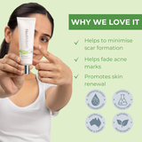 Benefits of Neutriderm KS Cream include scar formation minimization, acne mark fading, and promoting skin renewal. 