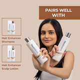 Neutriderm Hair Enhancer Conditioner displayed with complementary products: Hair Enhancer Shampoo and Hair Enhancer Scalp Lotion.